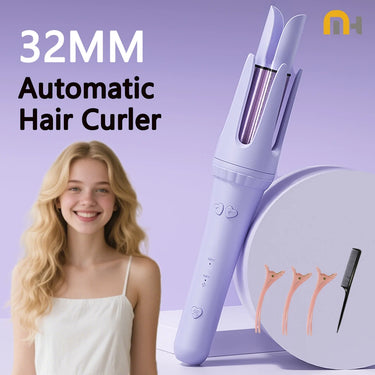 Lumivco 32mm Ionic Curling Iron Wand – Tourmaline Ceramic Professional Hair Curler with Auto Shut-Off