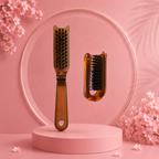 Amber Folding Hair Comb — Anti-Static, Boar Bristle, Compact Travel Size