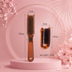 Amber Folding Hair Comb — Anti-Static, Boar Bristle, Compact Travel Size