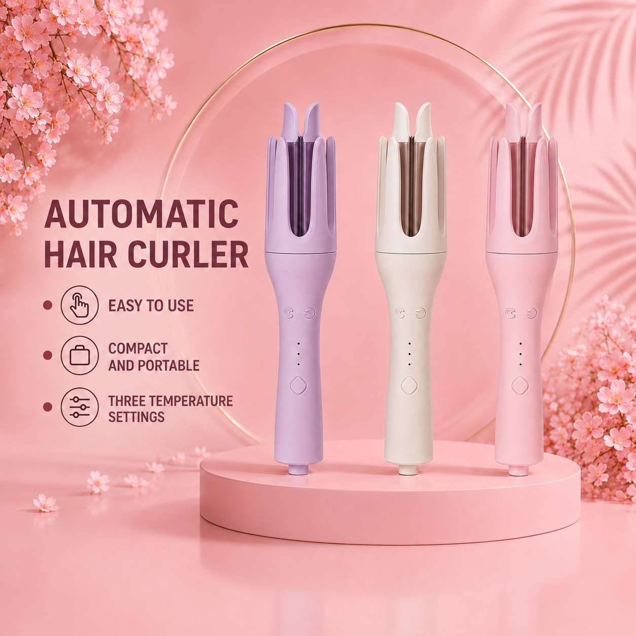 Automatic Curling Iron for Big Waves — Tourmaline Ceramic, No Heat Damage