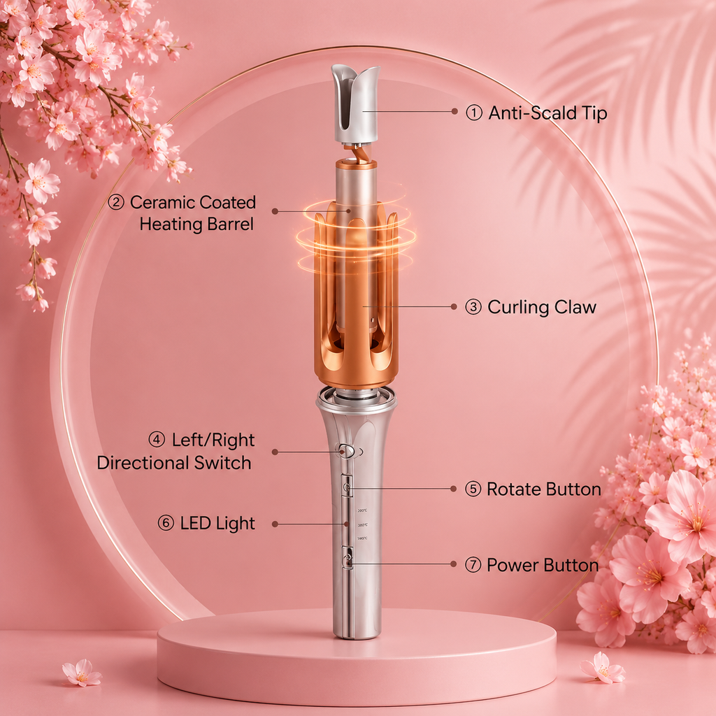 Lumivco Auto Rotating Hair Curler – 25/32mm Ceramic Barrel Automatic Curling Wand with Gift Box