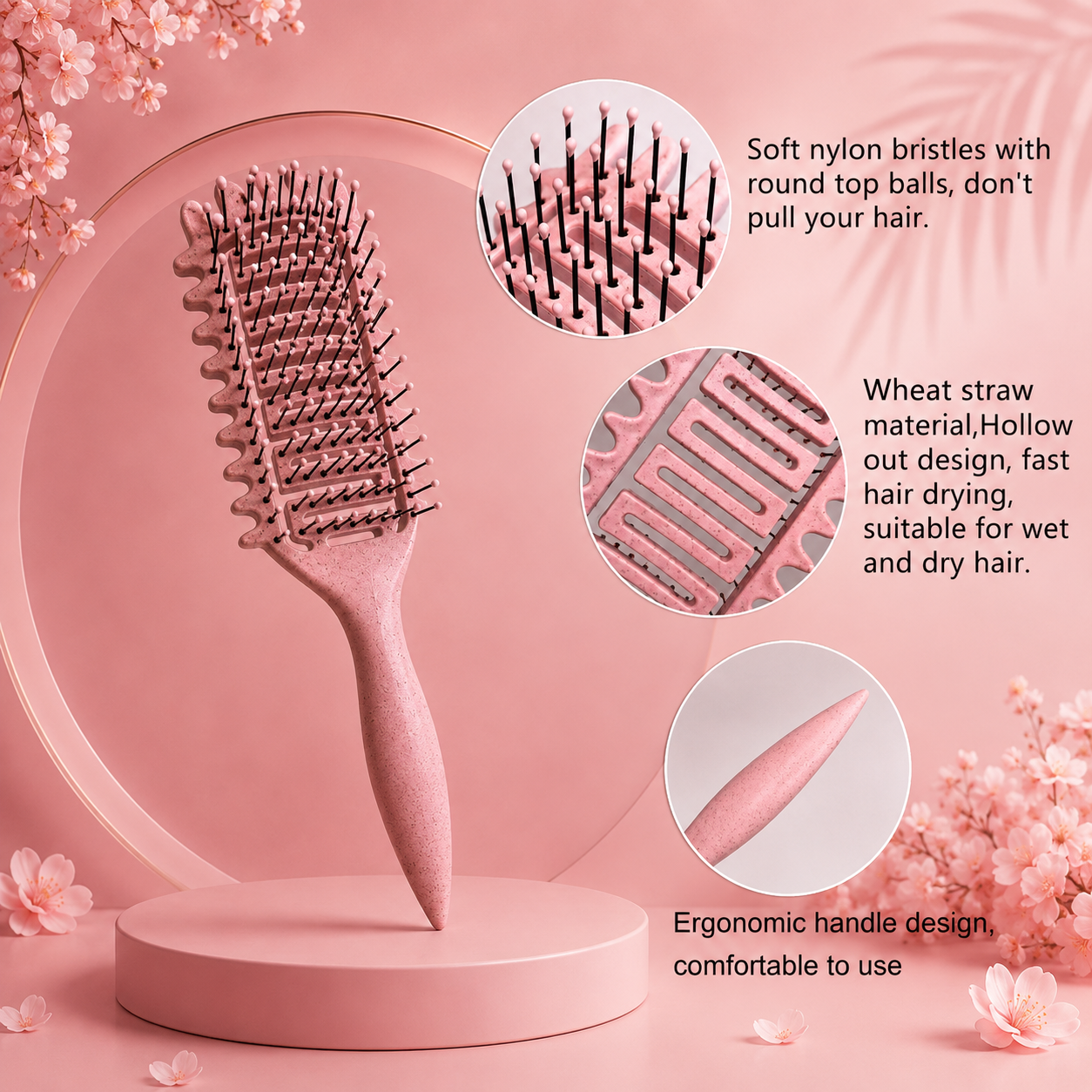 Lumivco Curl Define Styling Brush – Hollow Detangling Comb for Curly, Wavy & Thick Hair