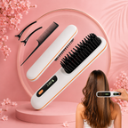 Lumivco Ionic Hair Straightener Brush – 3 Heat Settings, Fast Heat & Auto-Off, USB-C Rechargeable