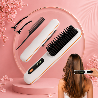 Lumivco Ionic Hair Straightener Brush – 3 Heat Settings, Fast Heat & Auto-Off, USB-C Rechargeable
