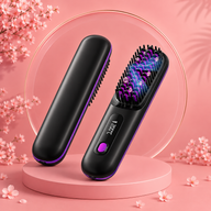 Lumivco Cordless Hair Straightener Brush – Ionic Ceramic Straightening Comb with LED Display
