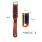 Amber Folding Hair Comb — Anti-Static, Boar Bristle, Compact Travel Size