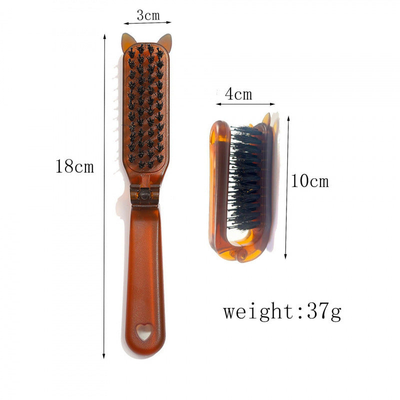 Amber Folding Hair Comb — Anti-Static, Boar Bristle, Compact Travel Size