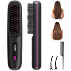 Lumivco Ionic Hair Straightener Brush – 3 Heat Settings, Fast Heat & Auto-Off, USB-C Rechargeable