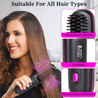 Lumivco Cordless Hair Straightener Brush – Ionic Ceramic Straightening Comb with LED Display