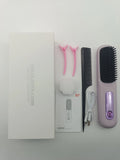 Lumivco Cordless Hair Straightener Brush – Ionic Ceramic Straightening Comb with LED Display