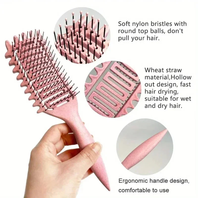Lumivco Curl Define Styling Brush – Hollow Detangling Comb for Curly, Wavy & Thick Hair