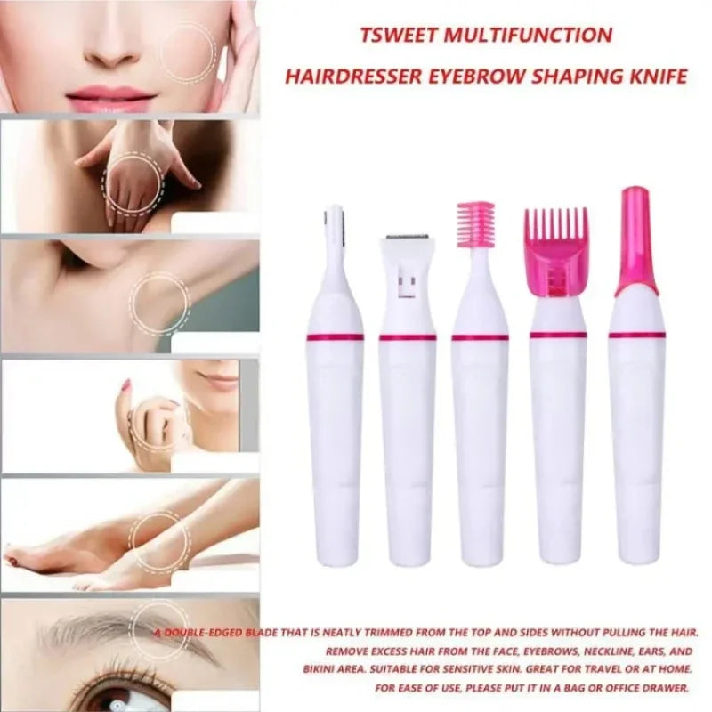 Lumivco 5-in-1 Women’s Hair Removal Kit – Electric Eyebrow Trimmer, Face Shaver & Bikini Epilator