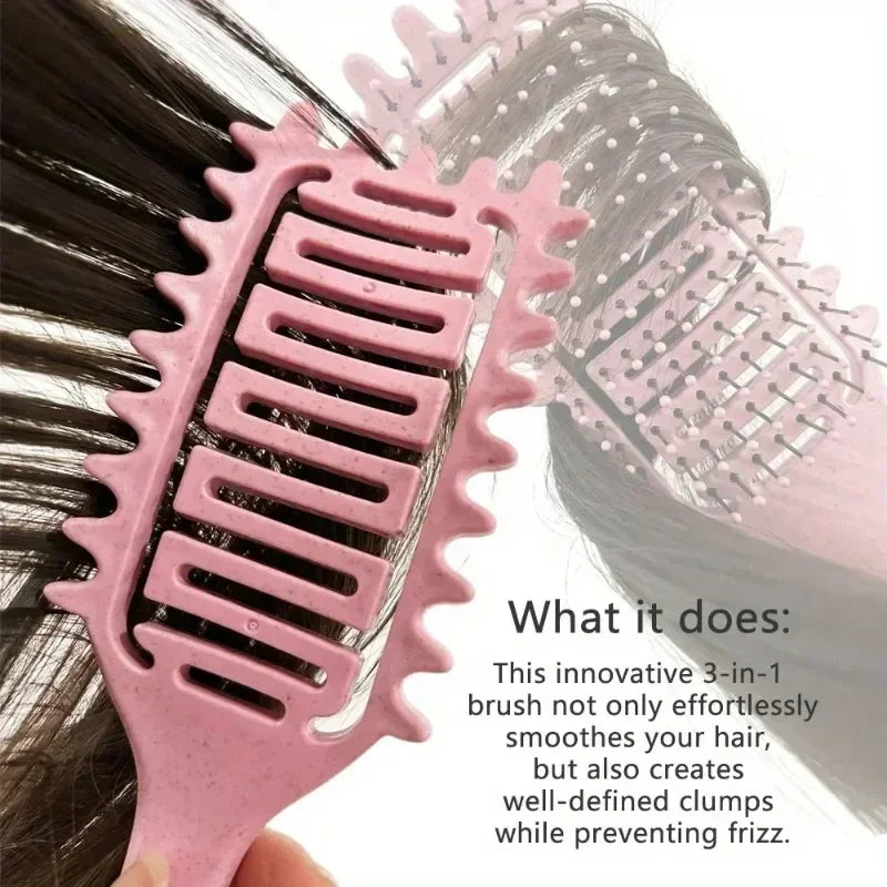 Lumivco Curl Define Styling Brush – Hollow Detangling Comb for Curly, Wavy & Thick Hair