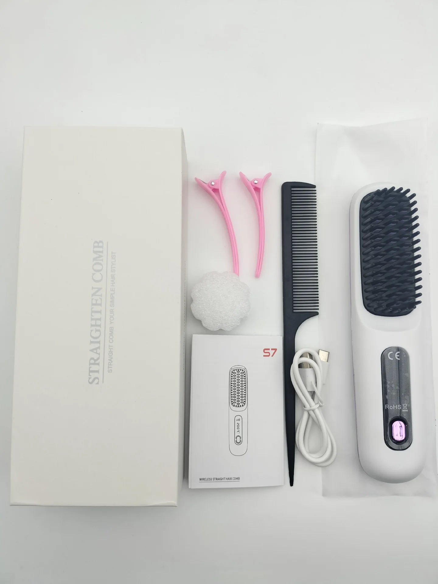 Lumivco Cordless Hair Straightener Brush – Ionic Ceramic Straightening Comb with LED Display