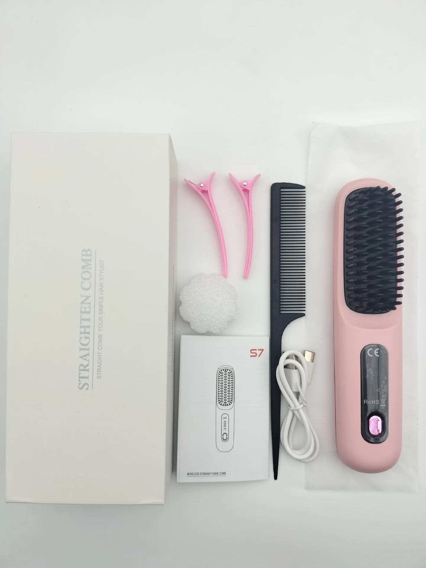 Lumivco Cordless Hair Straightener Brush – Ionic Ceramic Straightening Comb with LED Display