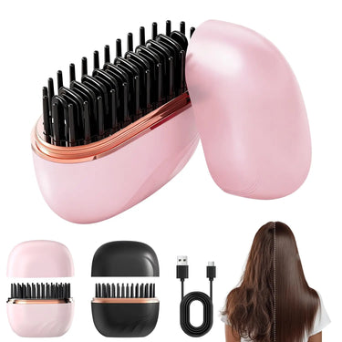 Lumivco Mini Rechargeable Hair Straightener Brush – Cordless Wet & Dry Anti-Scald Styling Comb