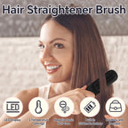 Lumivco Ionic Hair Straightener Brush – 3 Heat Settings, Fast Heat & Auto-Off, USB-C Rechargeable