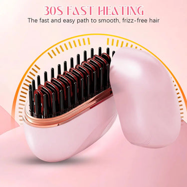Lumivco Mini Rechargeable Hair Straightener Brush – Cordless Wet & Dry Anti-Scald Styling Comb