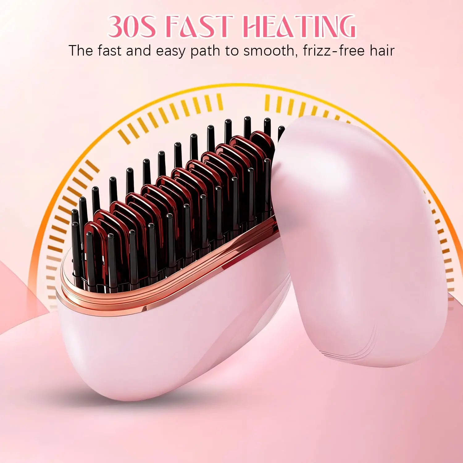 Lumivco Mini Rechargeable Hair Straightener Brush – Cordless Wet & Dry Anti-Scald Styling Comb